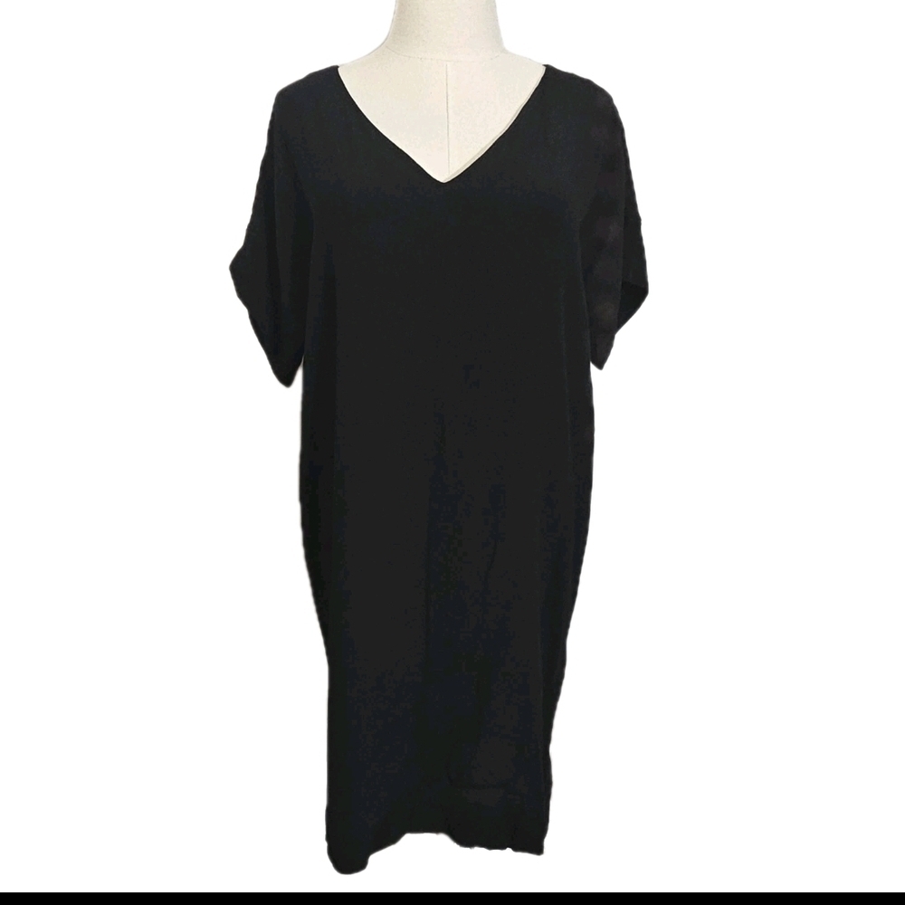 Madewell Women's Little Black Dress V-Neck Minimal Medium Mini Short Dress / LBD